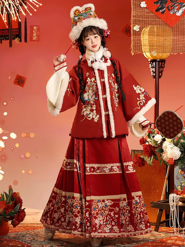 New Year Hanfu Ming Dynasty Aoqun Thick Red Suit