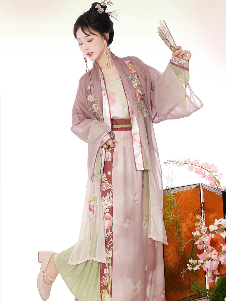 Pink Women Hanfu Song Dynasty Casual Skirt for Summer 