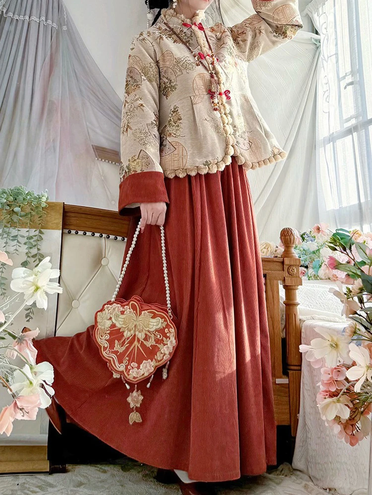 New Year Ming Dynasty Hanfu Suit Aoqun Thickened Style 