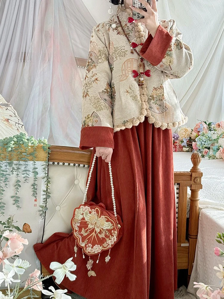 New Year Ming Dynasty Hanfu Suit Aoqun Thickened Style 