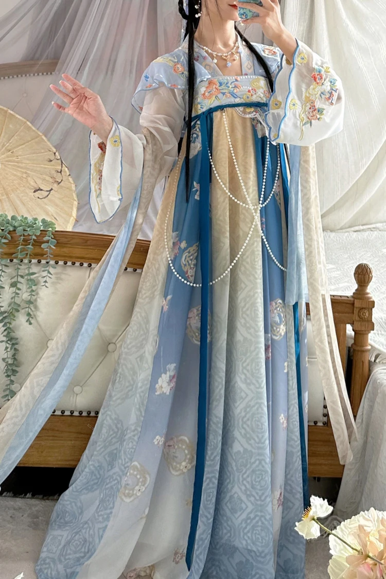 Tang Dynasty Qixiong Hanfu Spring Fairy Hanyuansu Skirt 