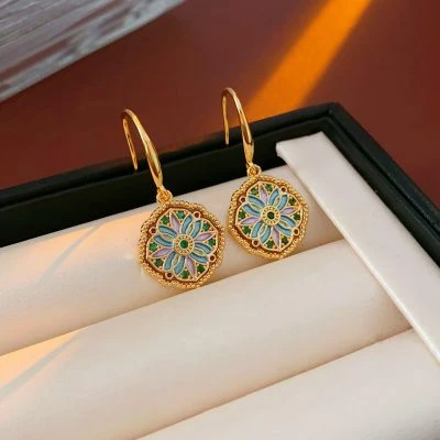 Vintage Flower Earrings Women's Fashion High Class Jewelry