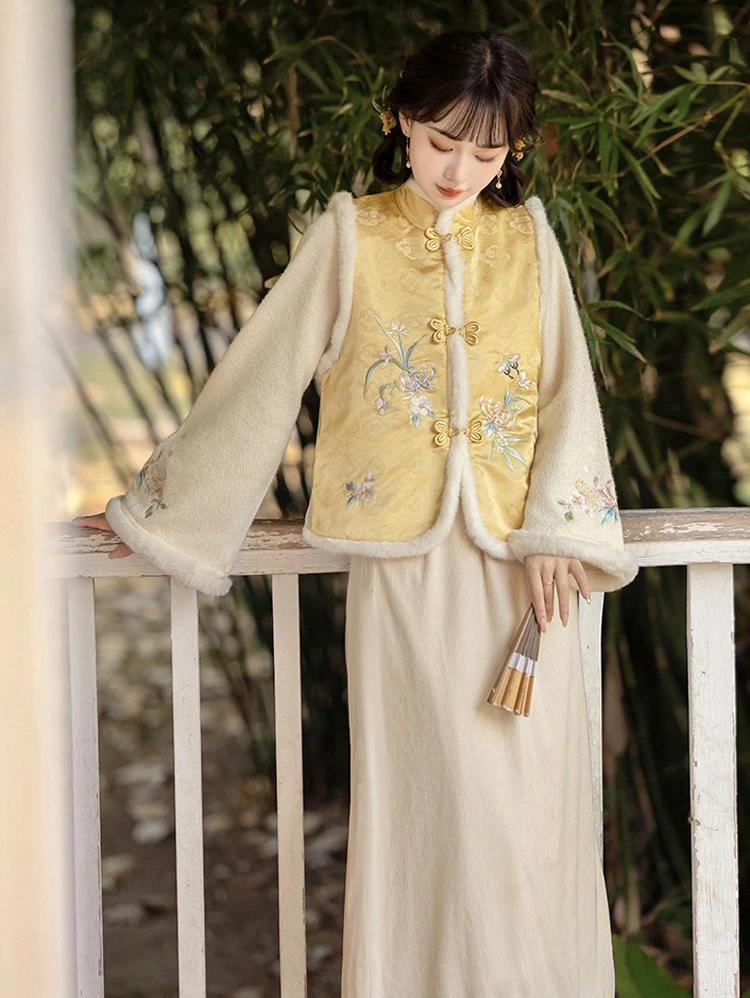 Winter Fashion Hanfu Set Vest Vintage Hanyuansu 