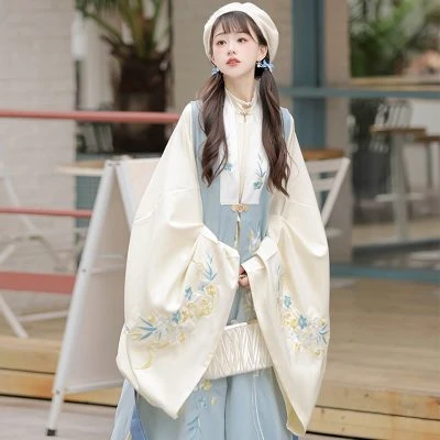 Winter Ming Hanfu Long Bijia Blue Daily Ma Mian Skirt