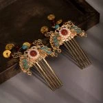 Hanfu Hair Accessories Classical Hair Comb Buyao Auspicious Cloud Copper Coin Designs