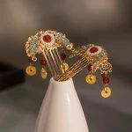 Hanfu Hair Accessories Classical Hair Comb Buyao Auspicious Cloud Copper Coin Designs