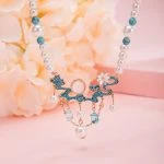 Hanfu Necklace Ming Dynasty Style Blue Auspicious Clouds Classical Accessories Pendant