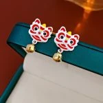 Lion Earrings Retro Women's New Year Personalized Ear Jewelry