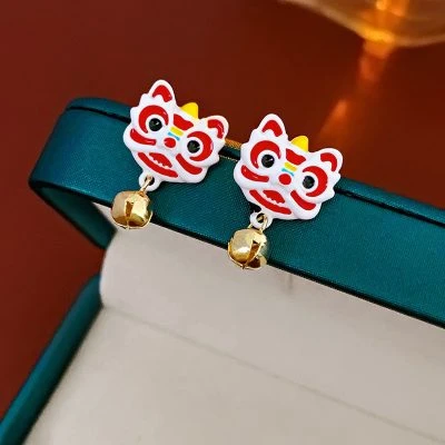 Lion Earrings Retro Women's New Year Personalized Ear Jewelry