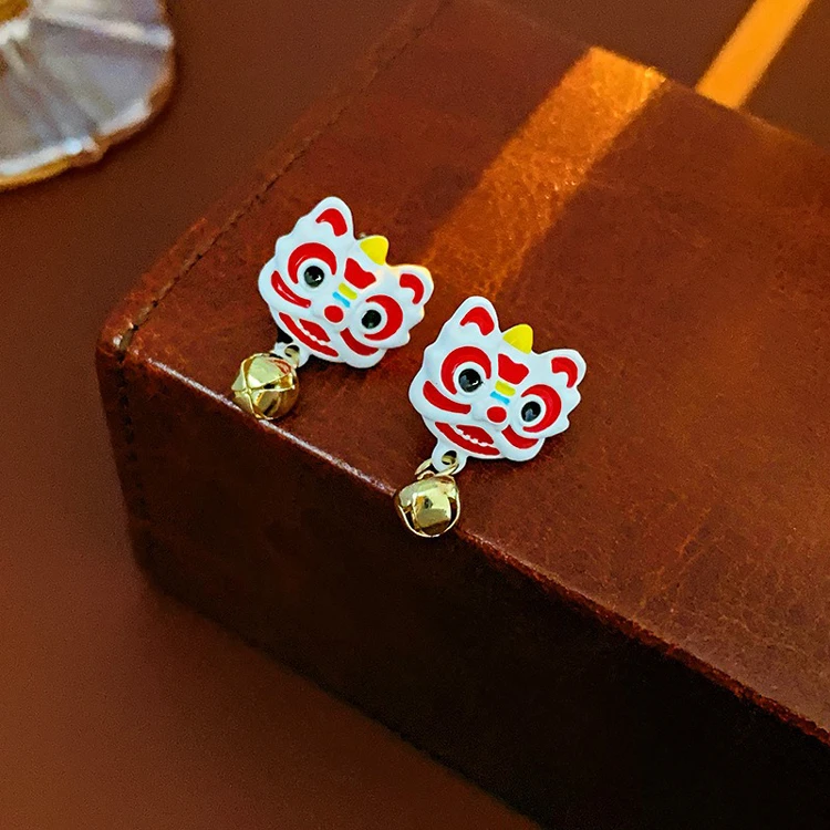 Lion Earrings Retro Women's New Year Personalized Ear Jewelry