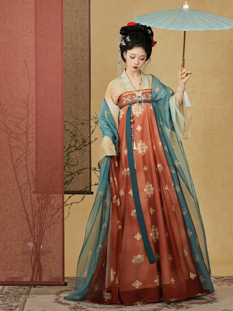 Tang Dynasty Qixiong Shanqun Summer Women's Vintage Long Skirt