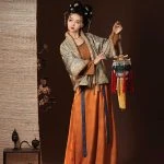 Winter Tang Dynasty Hanfu Beizi Ladies Qiyao Vintage Set