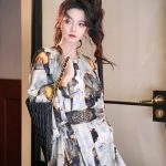 Fashion Tang Dynasty Round Collar Robe Women's Hanfu Gowns