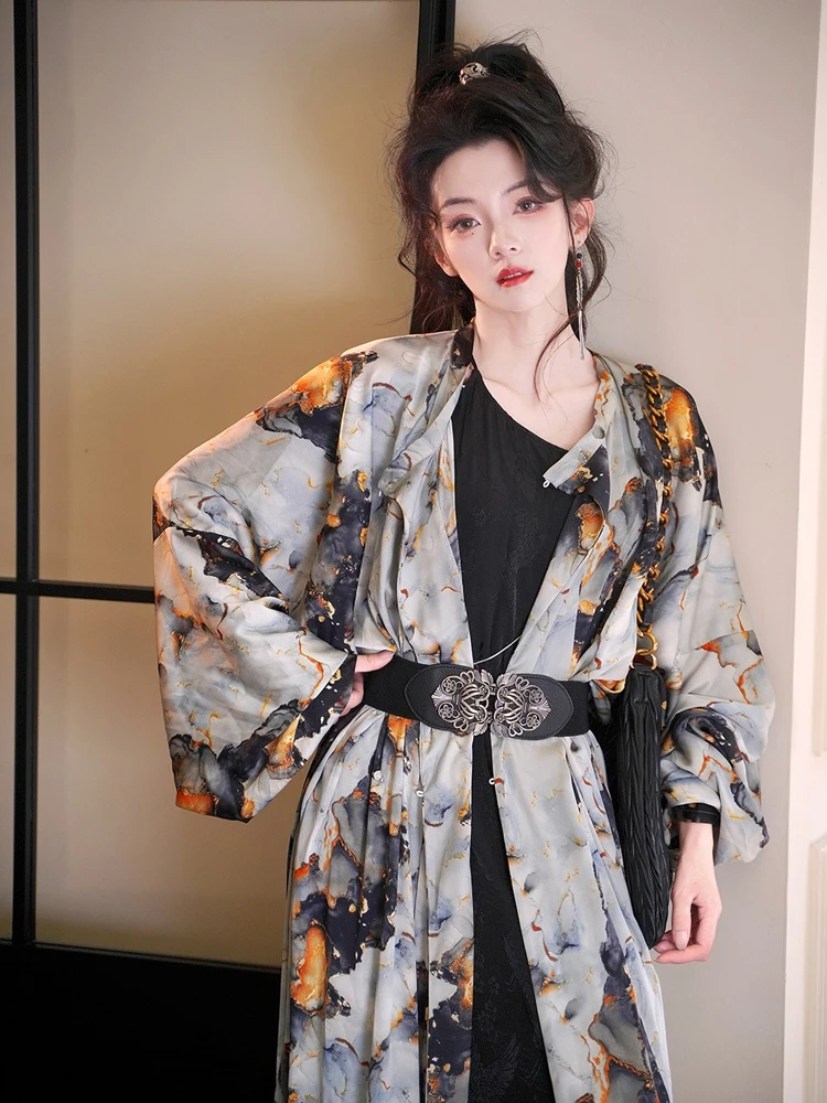 Fashion Tang Dynasty Round Collar Robe Women's Hanfu Gowns