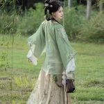 Green Style Ming Dynasty Women's Ma Mian Dress Spring Dresses