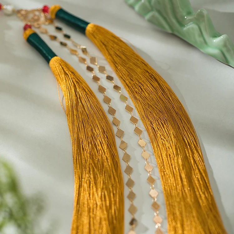 Hanfu Ma Mian Dress Accessories Yingluo Long Tassel Necklace