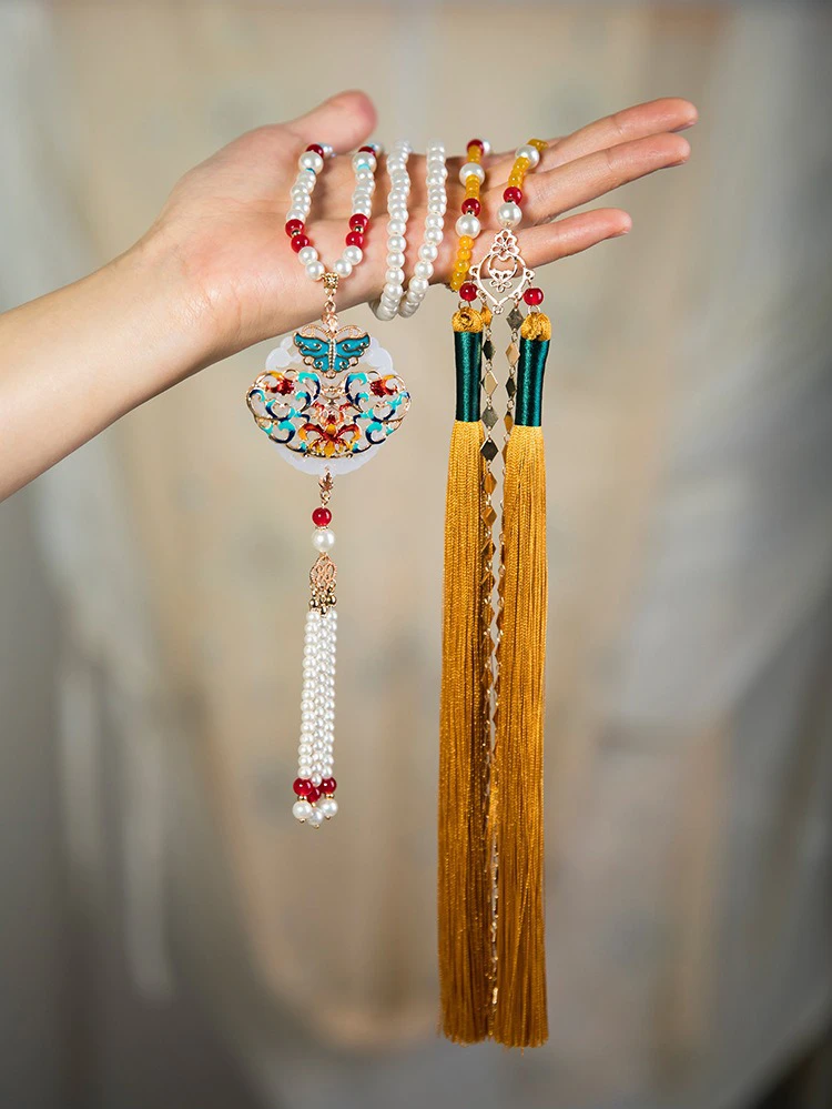 Hanfu Ma Mian Dress Accessories Yingluo Long Tassel Necklace