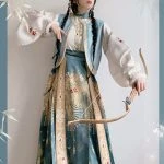 Ladies Ming Dynasty Hanfu Spring Ma Mian Dress Dunhuang Style