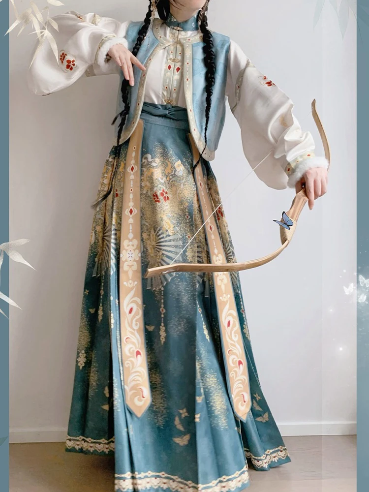 Ladies Ming Dynasty Hanfu Spring Ma Mian Dress Dunhuang Style