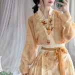 Ming Dynasty Hanfu Spring Thin Women's Plane Sleeve Dresses