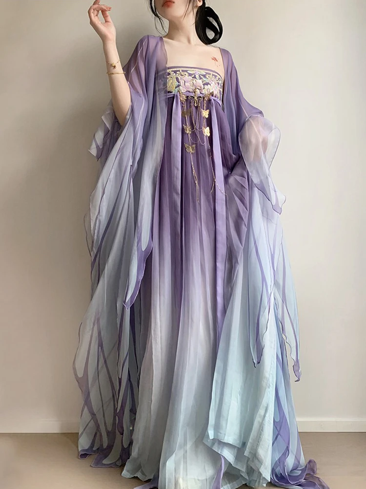 Purple Hanfu Women Tang Hezi Dress Spring Skirt