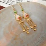 Women Quality Lotus Tassel Ear Hooks Retro Unique Earrings