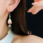 Women Quality Lotus Tassel Ear Hooks Retro Unique Earrings