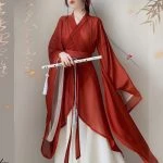 Wuxia Hanfu Wei Jin Style Red Dance Skirt