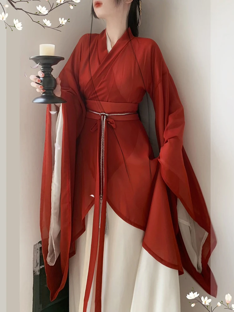 Wuxia Hanfu Wei Jin Style Red Dance Skirt