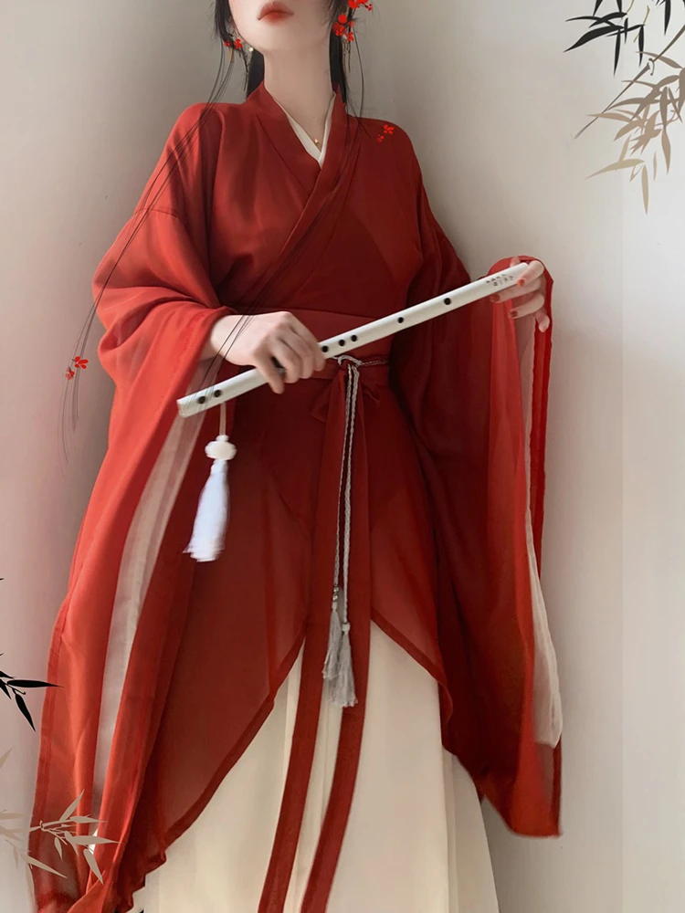 Wuxia Hanfu Wei Jin Style Red Dance Skirt