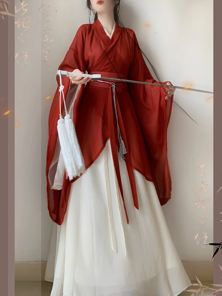 Wuxia Hanfu Wei Jin Style Red Dance Skirt