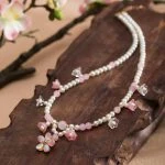 Ancient Style Necklace Women Pink Petal Bell Orchid Yingluo Accessories