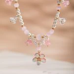 Ancient Style Necklace Women Pink Petal Bell Orchid Yingluo Accessories