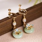 Cheongsam Earrings Vintage Ear Clips Hanfu Accessories Peace Buckle