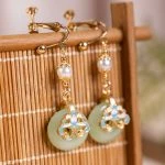 Cheongsam Earrings Vintage Ear Clips Hanfu Accessories Peace Buckle