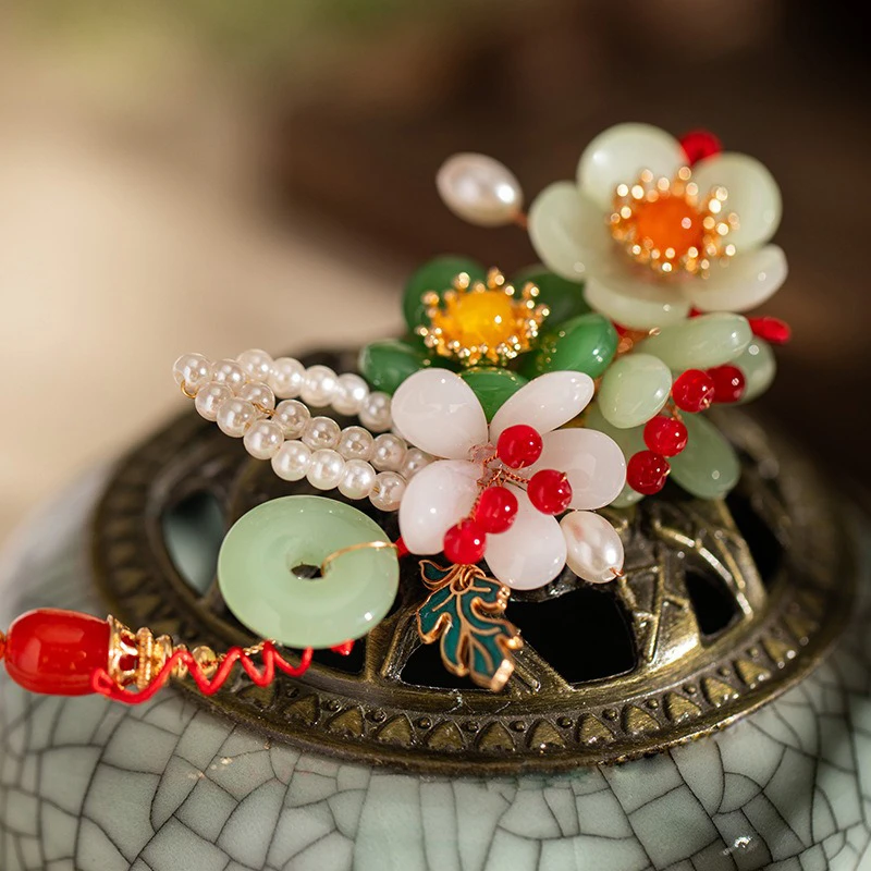 Hanfu Hair Clips Spring Flower Women Accessories 