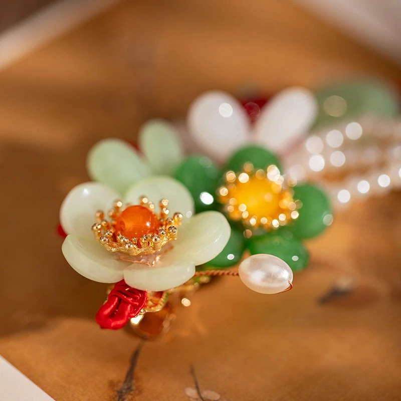 Hanfu Hair Clips Spring Flower Women Accessories 