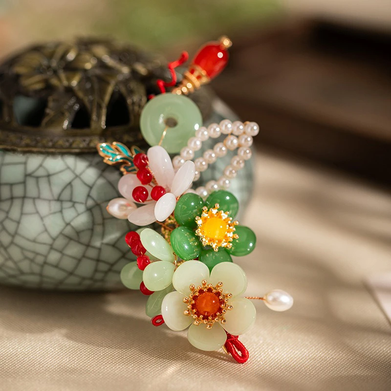 Hanfu Hair Clips Spring Flower Women Accessories 