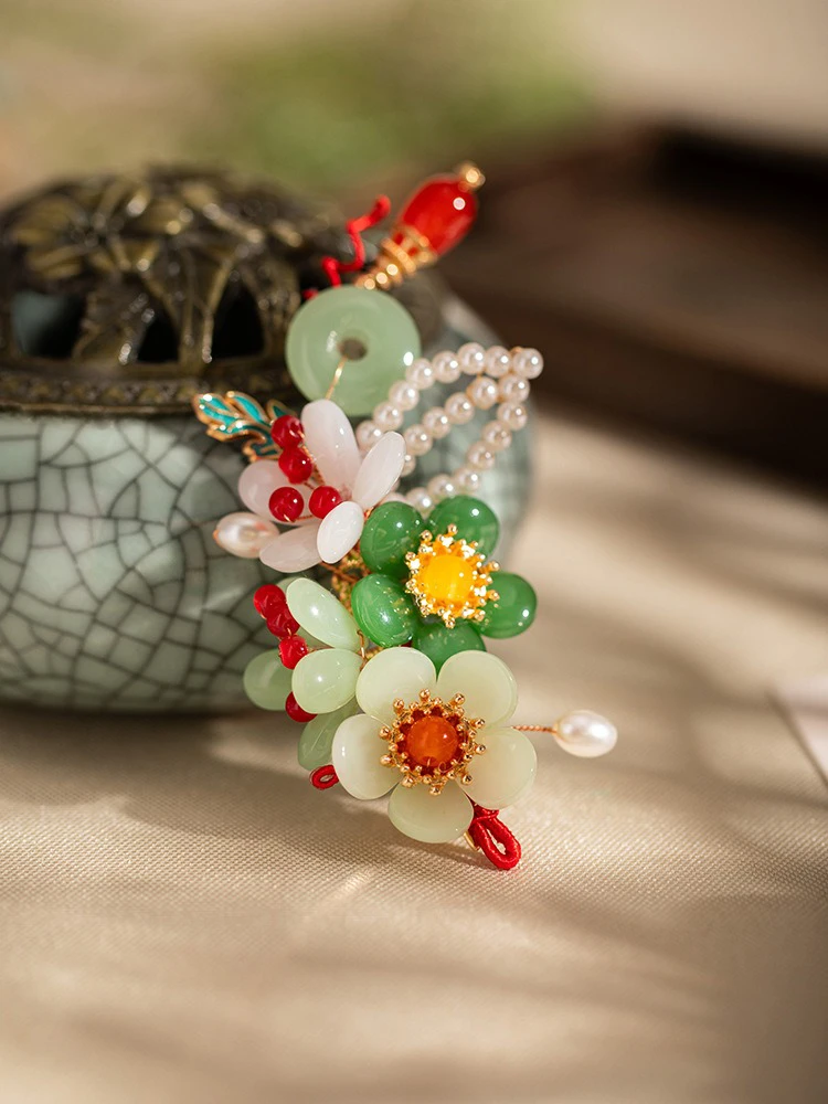 Hanfu Hair Clips Spring Flower Women Accessories 