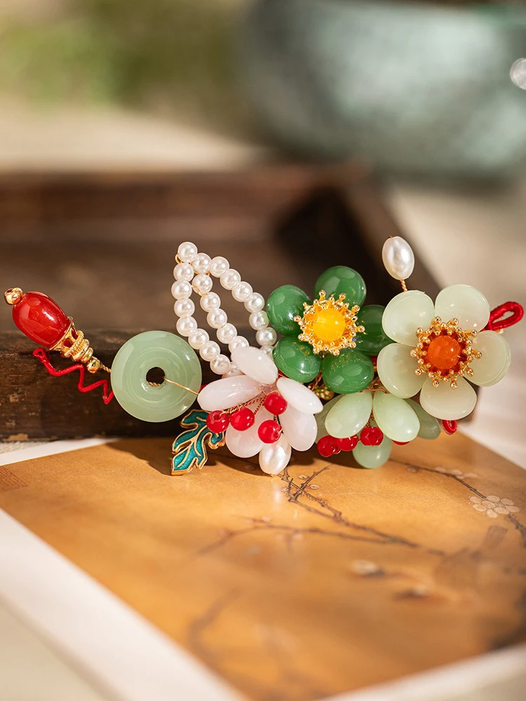 Hanfu Hair Clips Spring Flower Women Accessories 