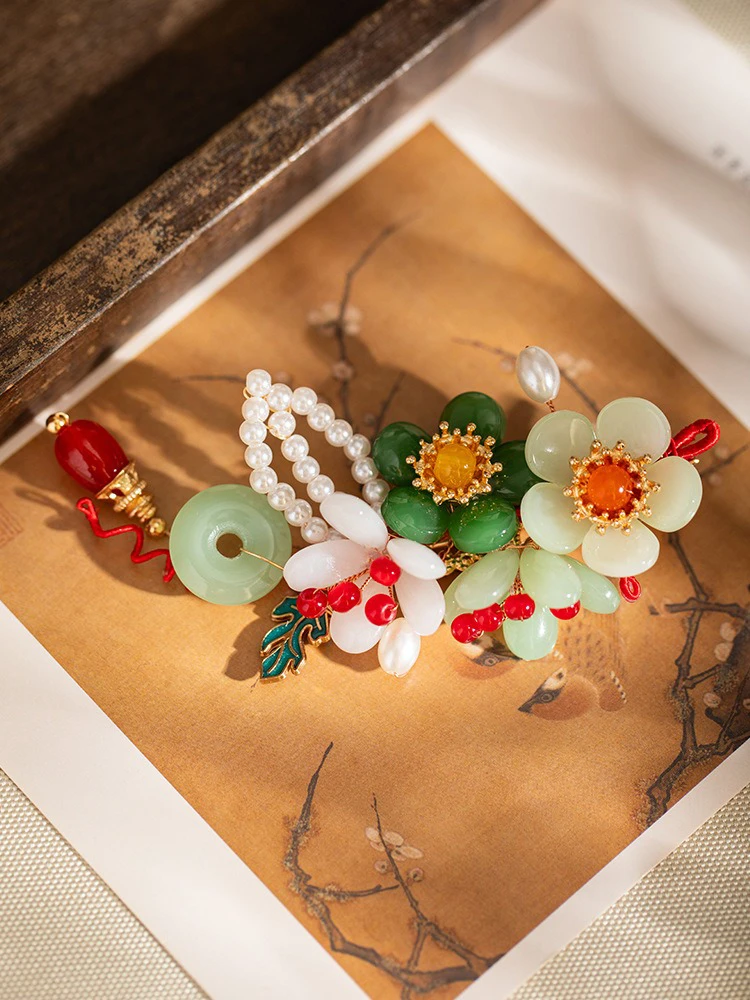 Hanfu Hair Clips Spring Flower Women Accessories 