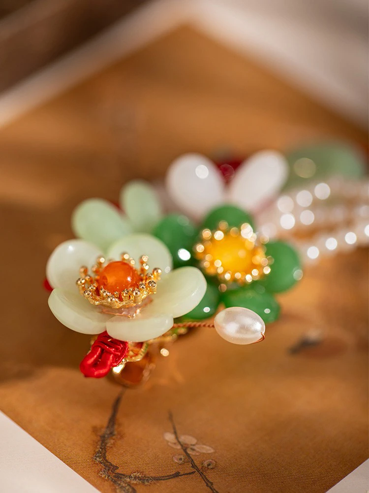 Hanfu Hair Clips Spring Flower Women Accessories 