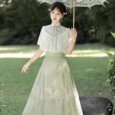 Ming Dynasty Ladies Hanfu Spring Ma Mian Skirt Fashion Set