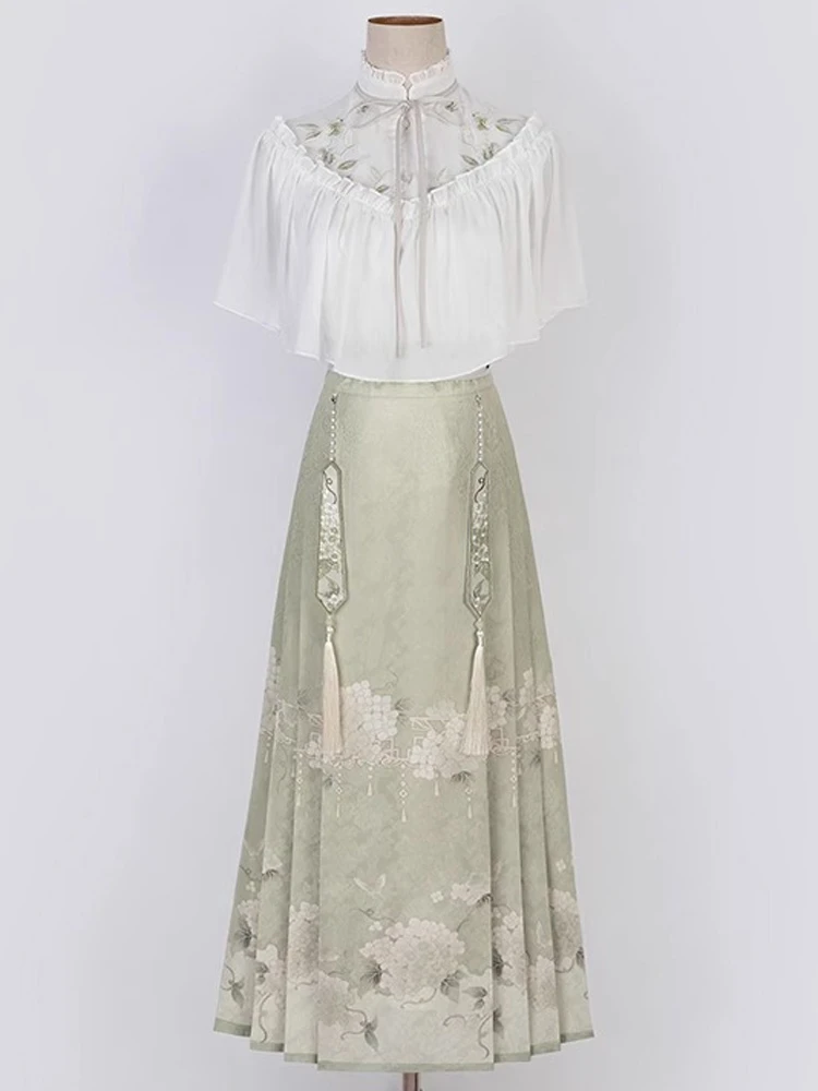 Ming Dynasty Ladies Hanfu Spring Ma Mian Skirt Fashion Set
