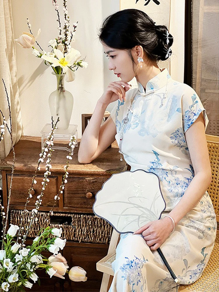 Summer Ladies Cheongsam Elegant Summertime Vintage Dresses