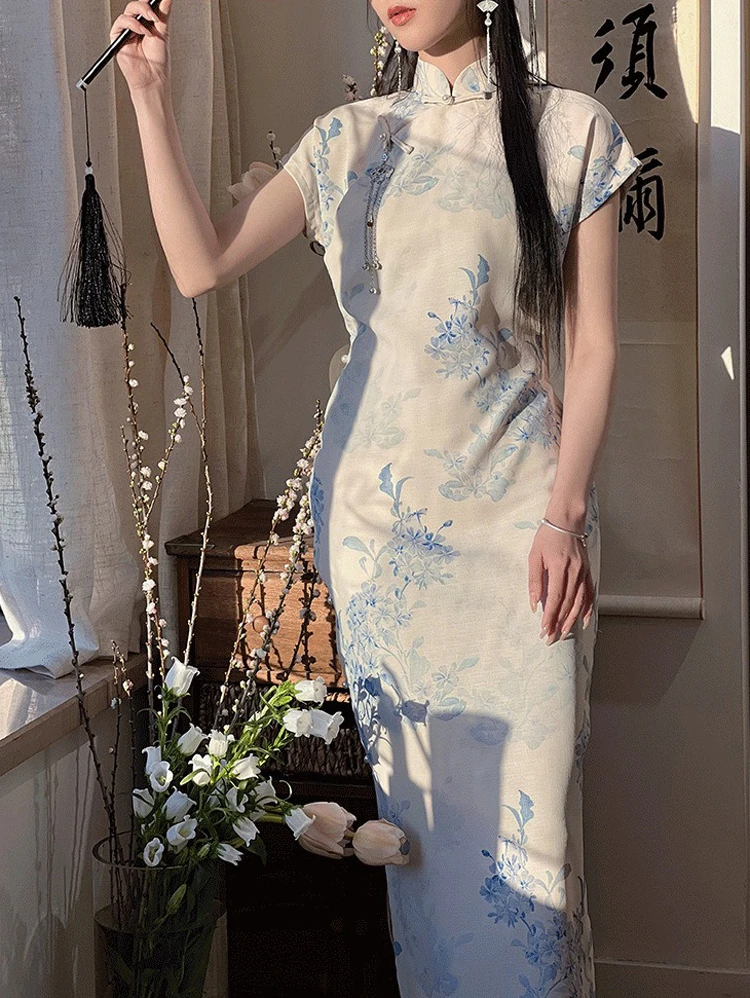 Summer Ladies Cheongsam Elegant Summertime Vintage Dresses