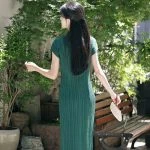 Summer Short-sleeved Cheongsam Long Vintage Women's Dresses