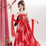 Tang Dynasty Qixiong Shanqun Women Summer Red Skirt