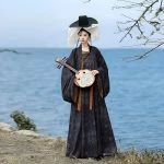 Vintage Qixiong Hanfu Recovery Style Black Color Tang Dynasty Hanfu