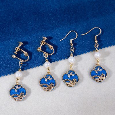 Classical Earrings Women Blue Smart Pearl Earrings